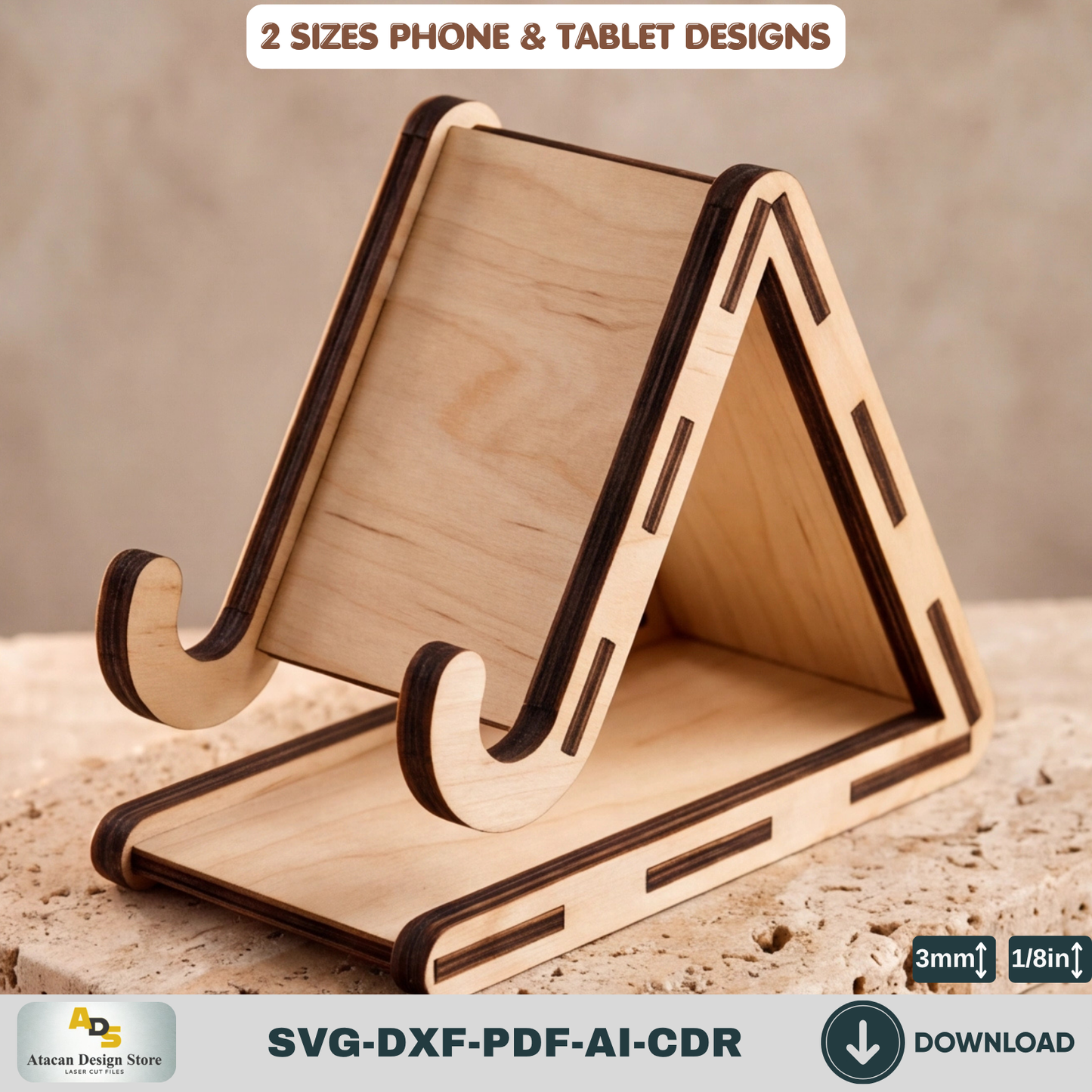 Phone Tablet Stand SVG Wooden Display Frame Holder Desk Organizer Digital Download