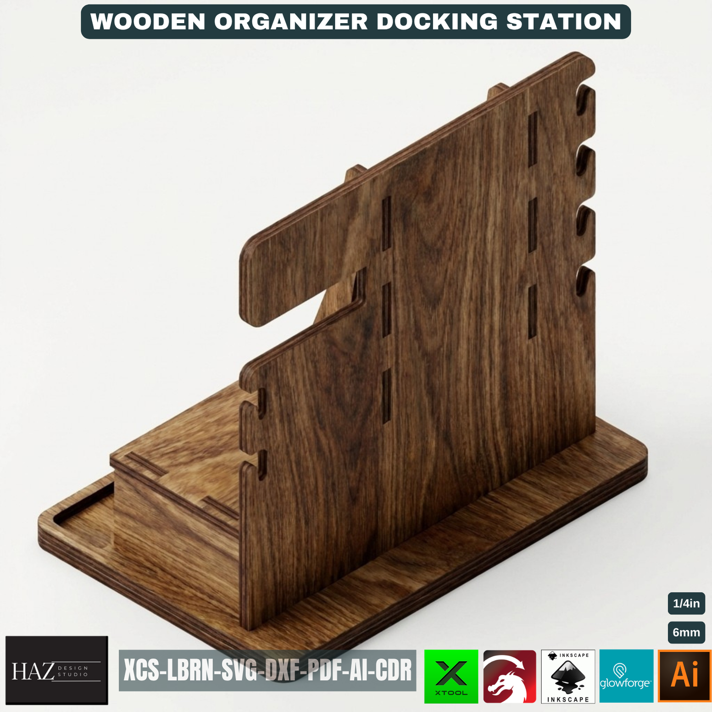 Personalized Wood Docking Station Desk Organizer Mens Gift Idea Phone Stand Bedside Nightstand Catchall Tray 529