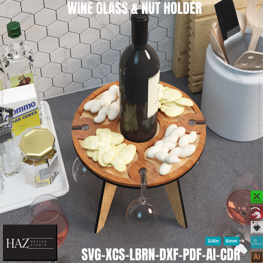 Wine & Cheese Table DIY: Laser Cut Design, Rustic Serving, Personalized Gift,Laser Cut Wine Holder 405