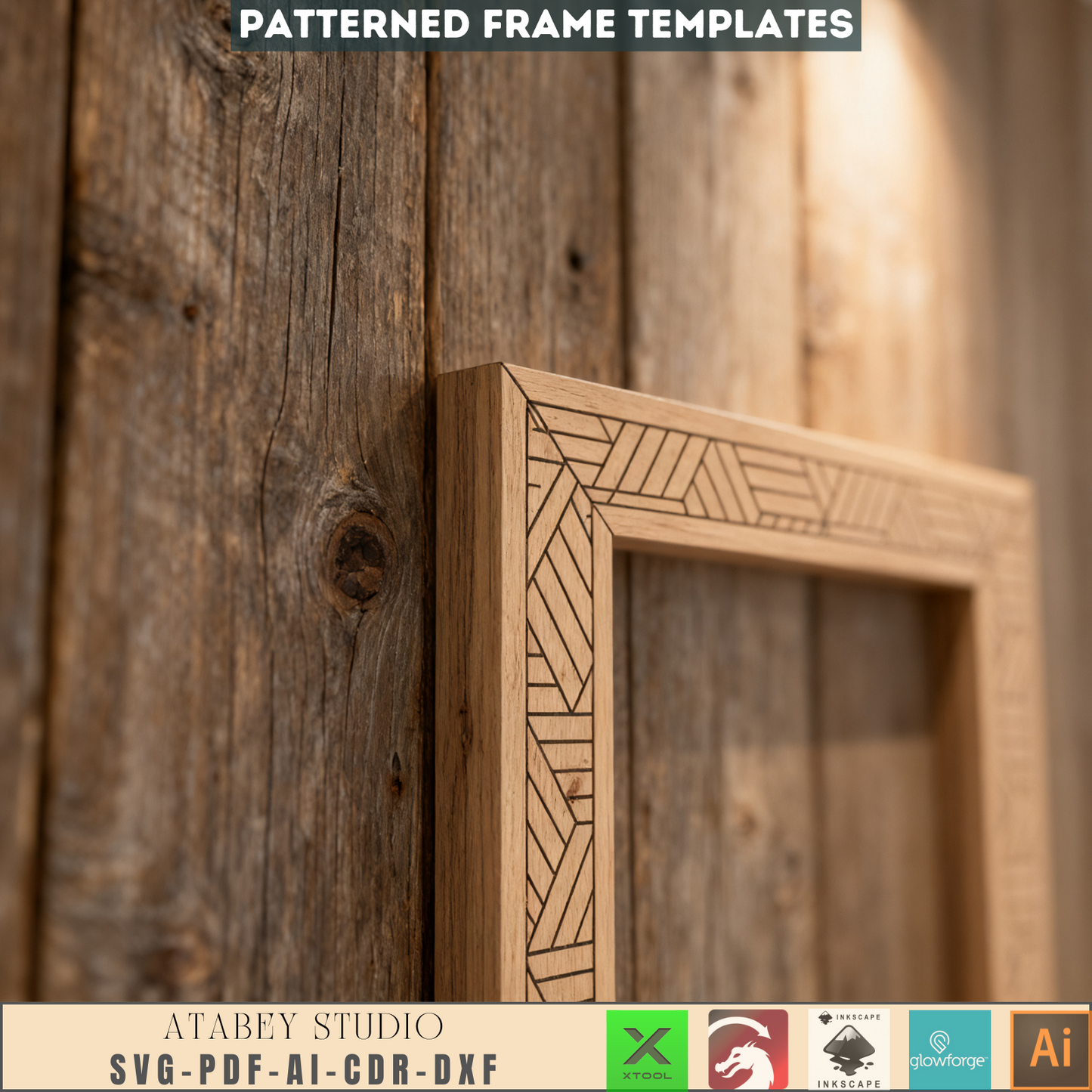 Rectangle Frames With Pattern laser svg cut files square frame bundle Home Decor Svg dxf glowforge Digital Download 185
