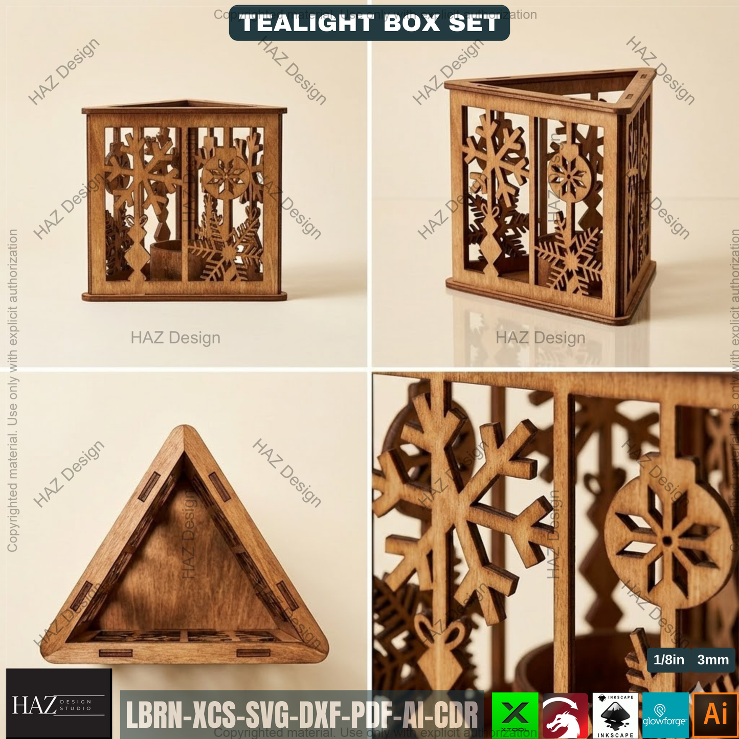 Christmas Lantern Laser Cut Files, Triangle Tealight Holder, Wooden Xmas Decor 509