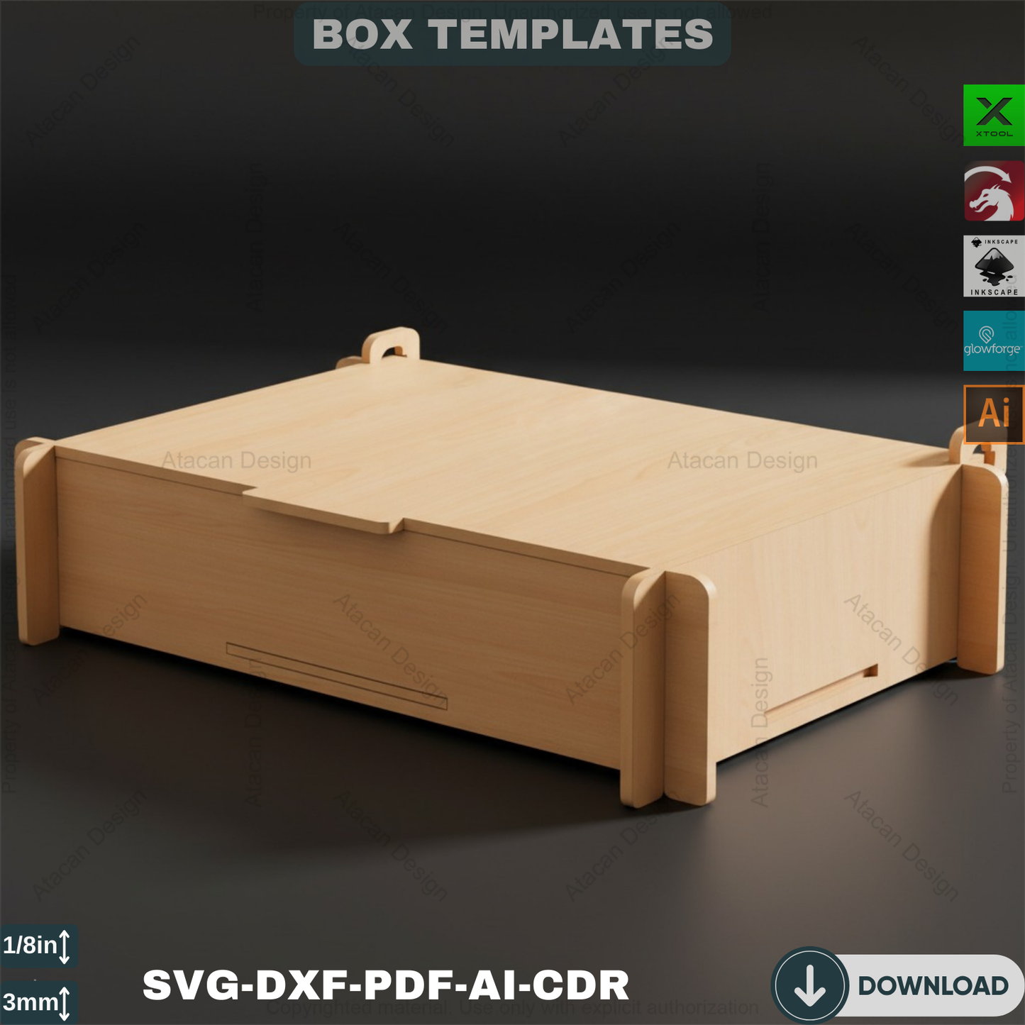 Box with divider / Box with flip lid / Jewelry Compartment / digital download ADS172