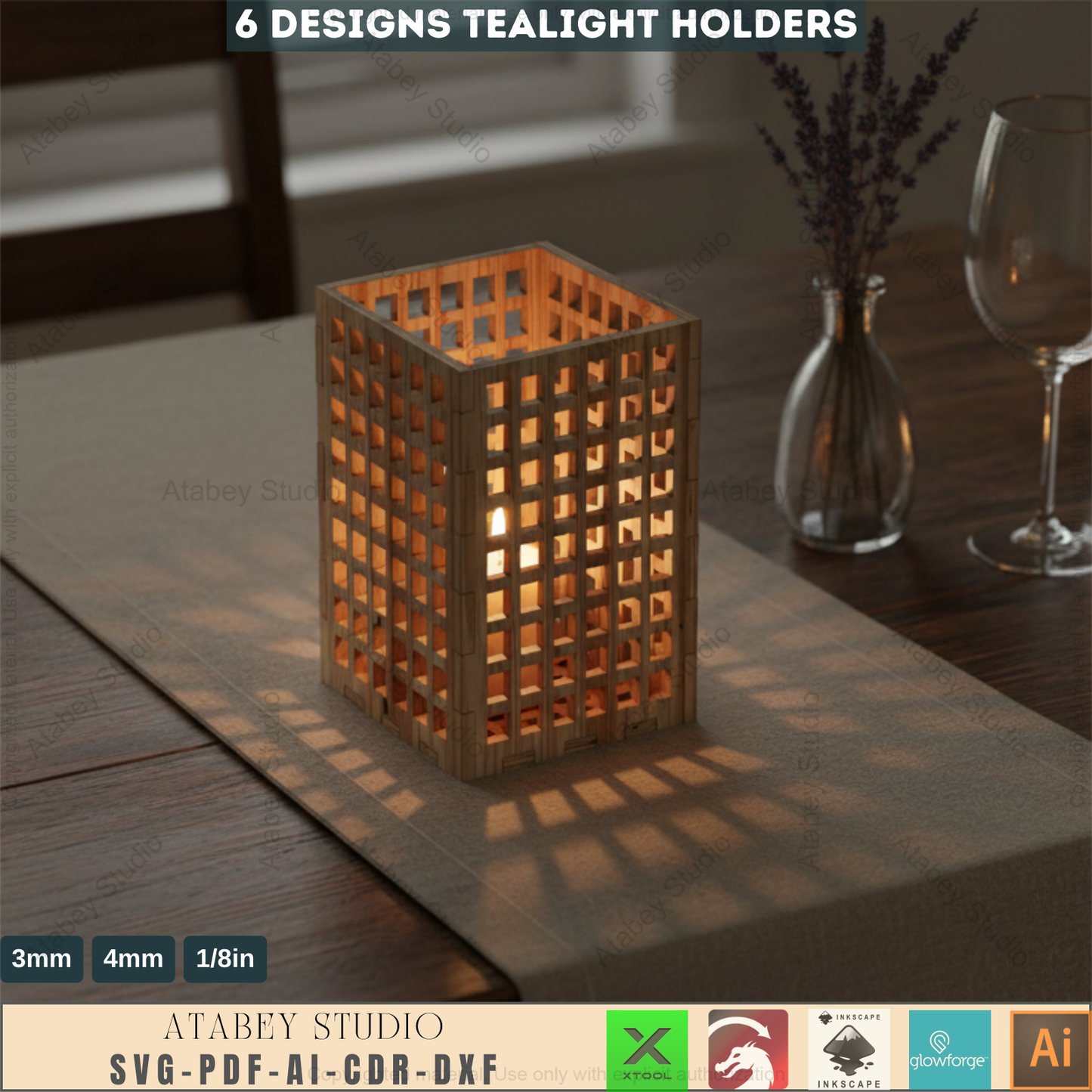 Laser Cut Tealight Holder SVG Template Bundle | 6 Unique Candle Lantern Designs for DIY Home Decor 242