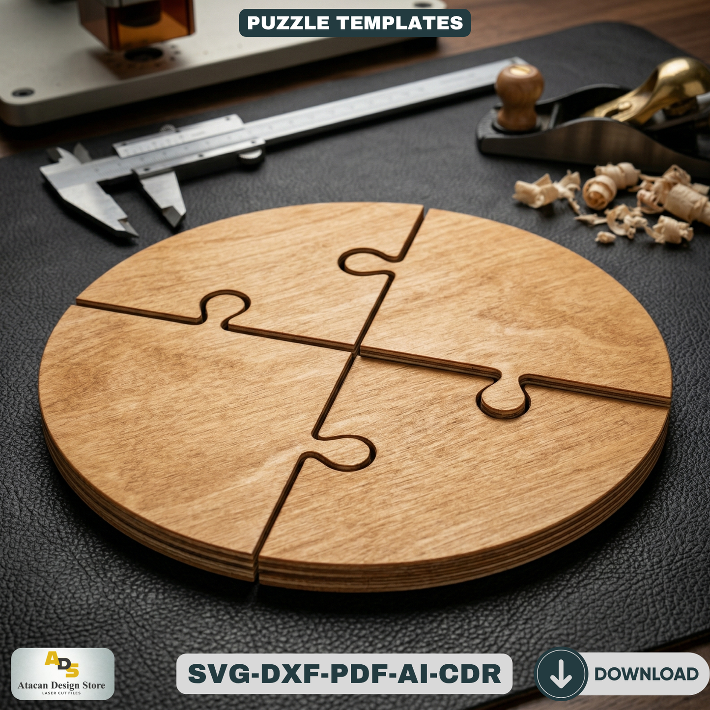 Wooden Puzzle Templates Bundle / Jigsaw Puzzles / DIY Personalized Gift Ideas Geometric Patterns 732