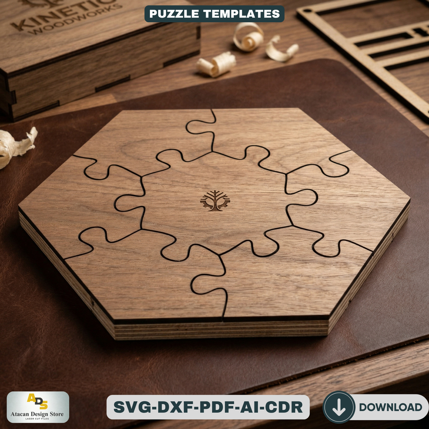 Wooden Puzzle Templates Bundle / Jigsaw Puzzles / DIY Personalized Gift Ideas Geometric Patterns 732