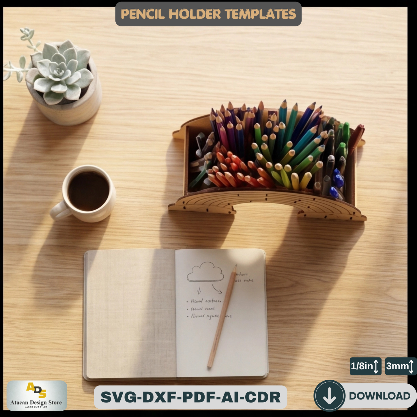 Rainbow Pen Holder / Table top Organizer / Pencil Display Stand