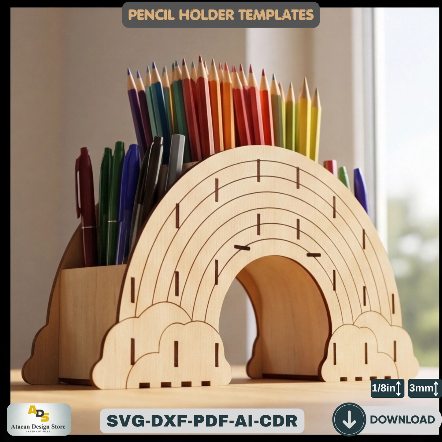 Rainbow Pen Holder / Table top Organizer / Pencil Display Stand