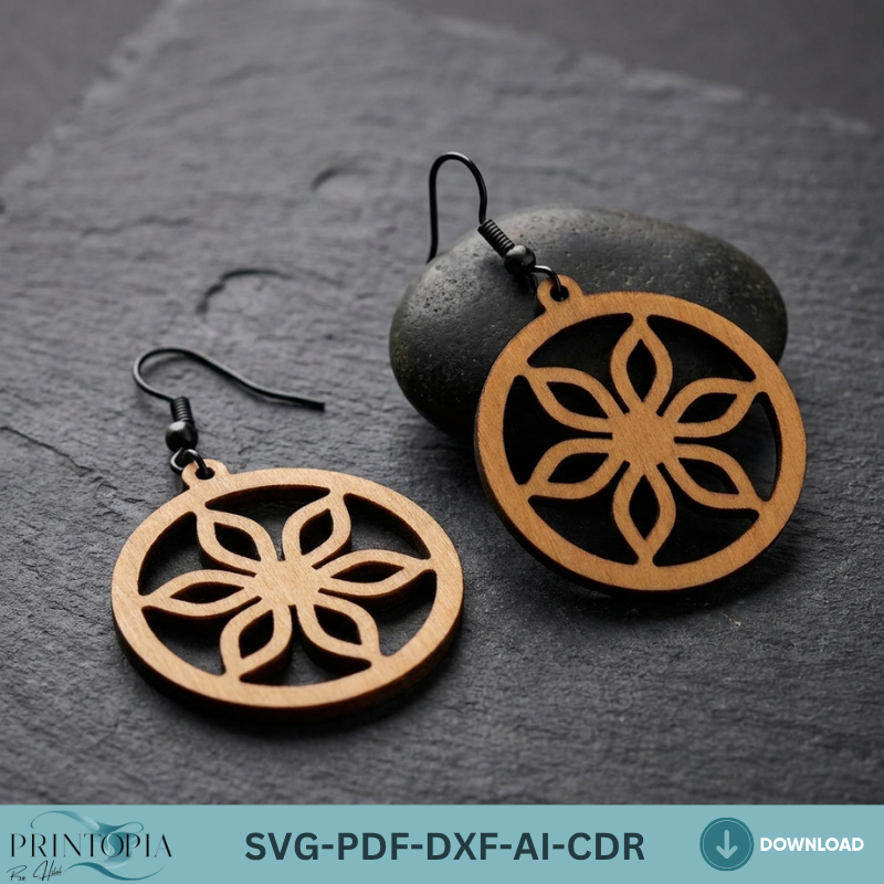 Wooden Earring Laser Cut Jewelry Templates Boho Geometric Flower Earrings