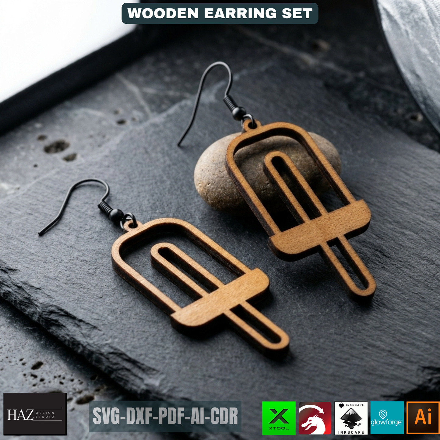 Unique Laser Cut Earring SVG Bundle - Modern Wooden Jewelry Designs - Craft Files for XTool 479
