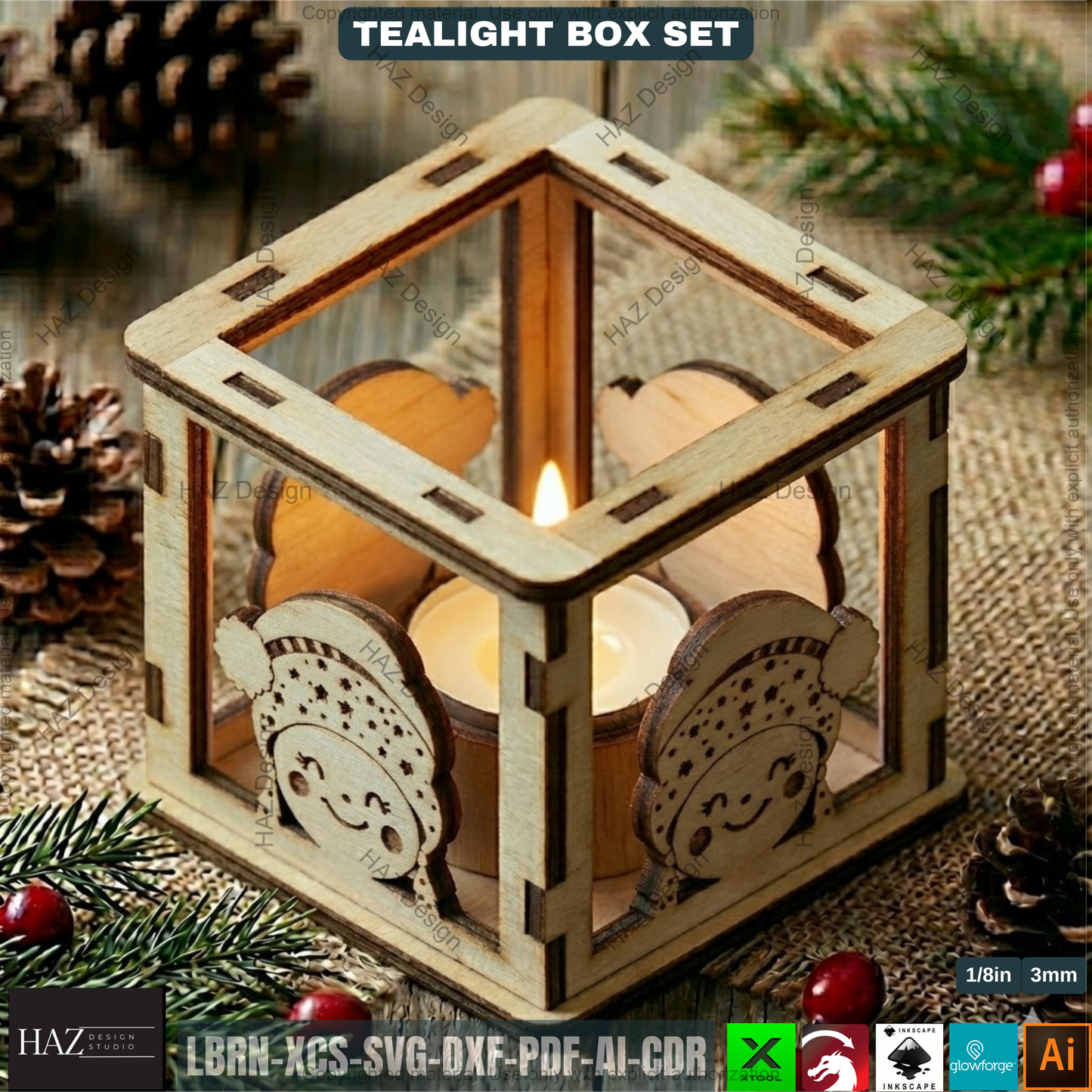 Lantern Laser Cut Plans, Wooden Candle Box Template, Christmas Table Centerpiece, Winter Home Decor 502