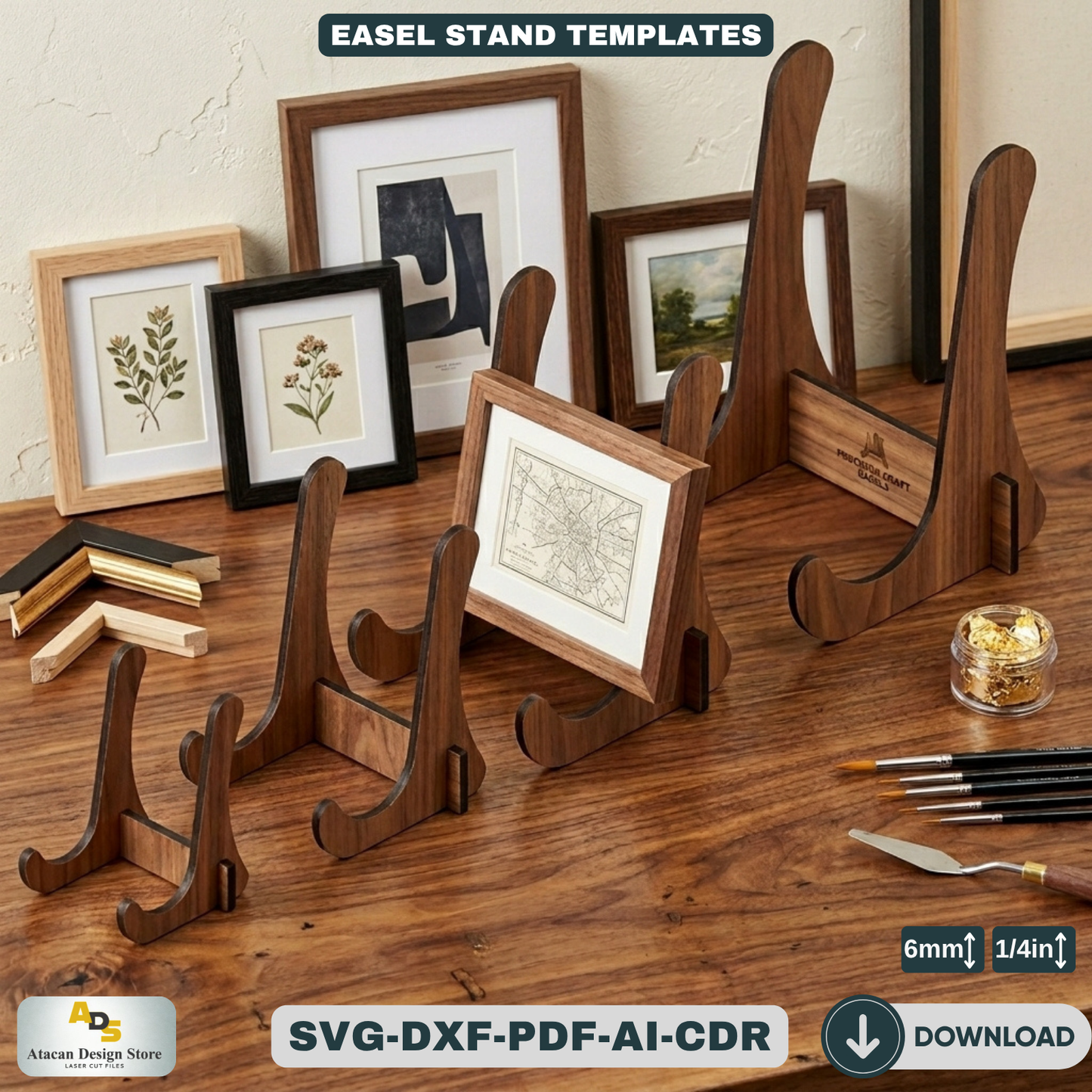 Modern LaserCut Picture Stand Template Desktop Art Display Holder Design Photo Frame Decor 082