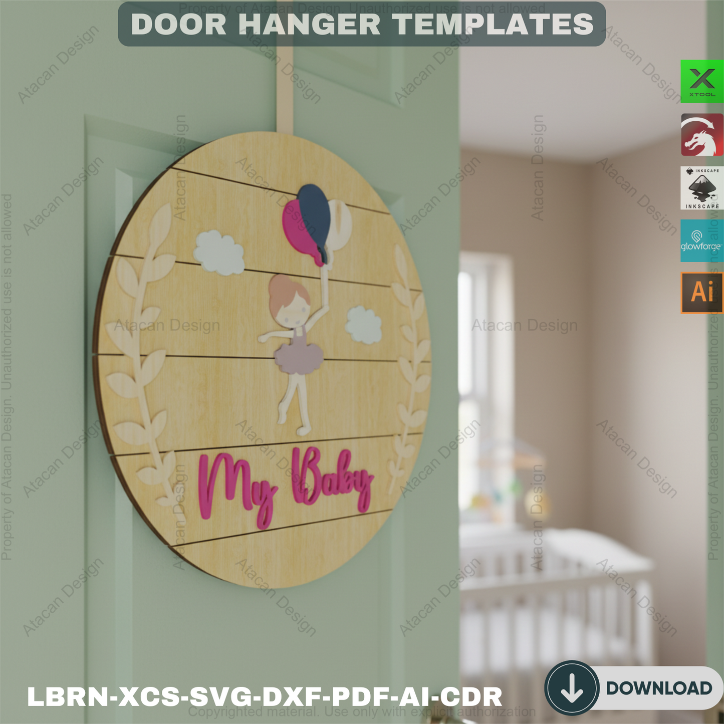 Laser Cut Baby Hanger Templates | SVG File Set | Nursery Decor,Newborn Baby Gift | Laser Cut Hanger SVG Set | Personalized Nursery 842