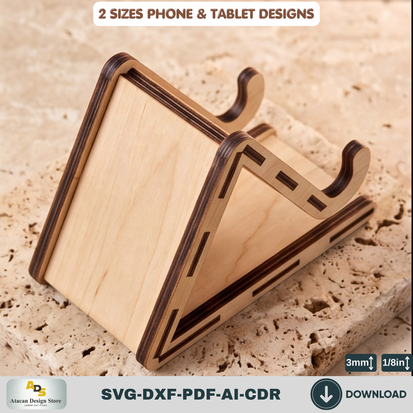 Phone Tablet Stand SVG Wooden Display Frame Holder Desk Organizer Digital Download
