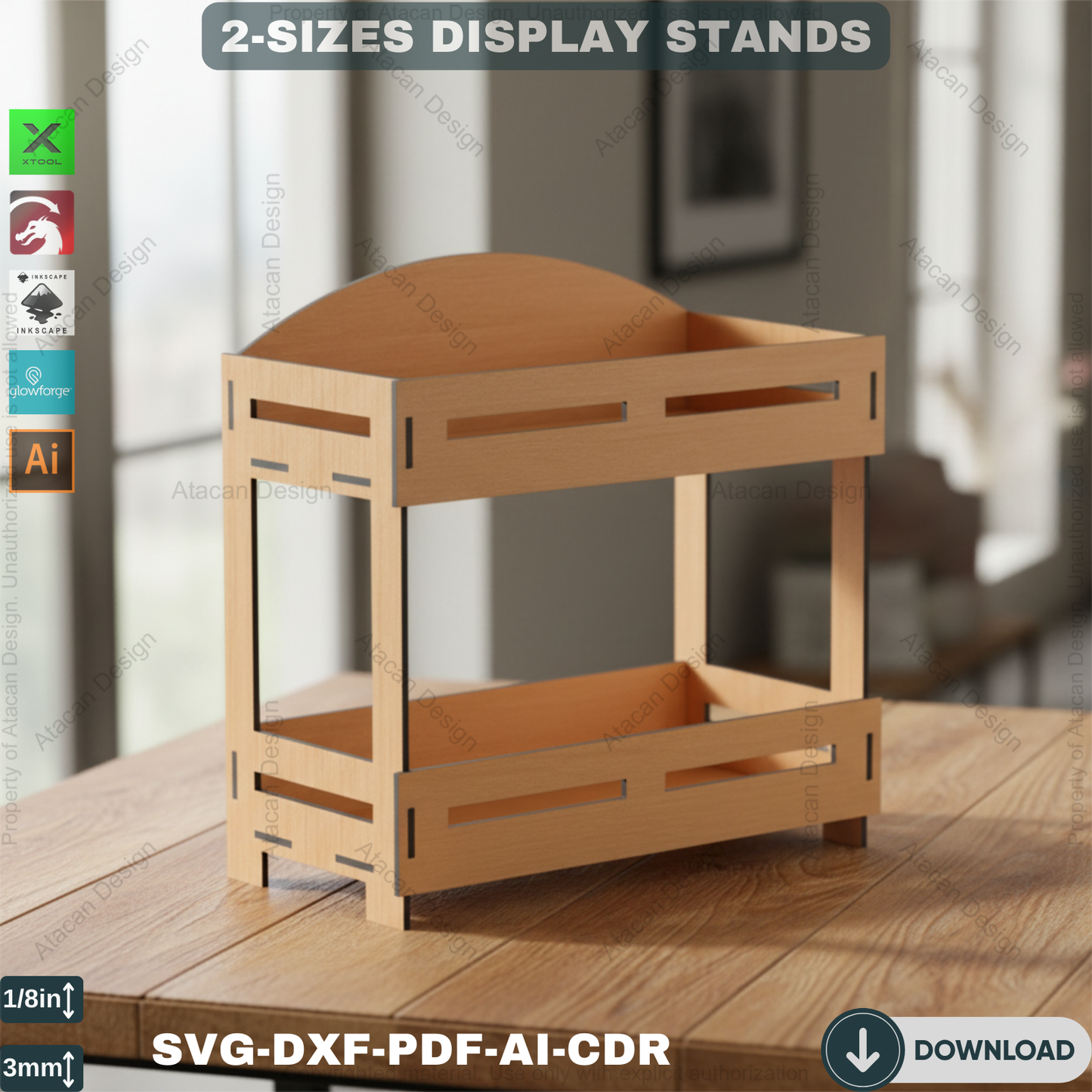 2 Size Wooden Stands - Craft fair display - Wood Retail Stand - Laser Cutting Files ADS370