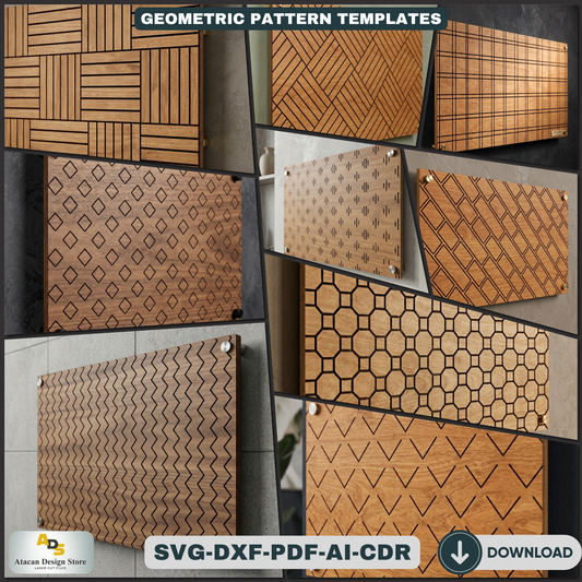 Geometric Pattern Templates for Laser Cutting Wood Panels Wall Art Decor Bundle 262