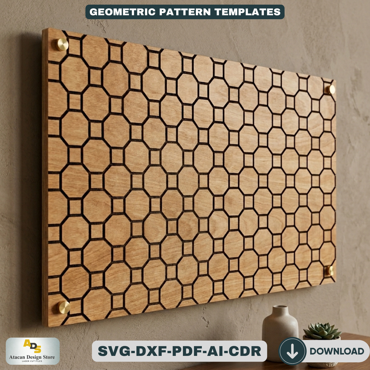 Geometric Pattern Templates for Laser Cutting Wood Panels Wall Art Decor Bundle 262