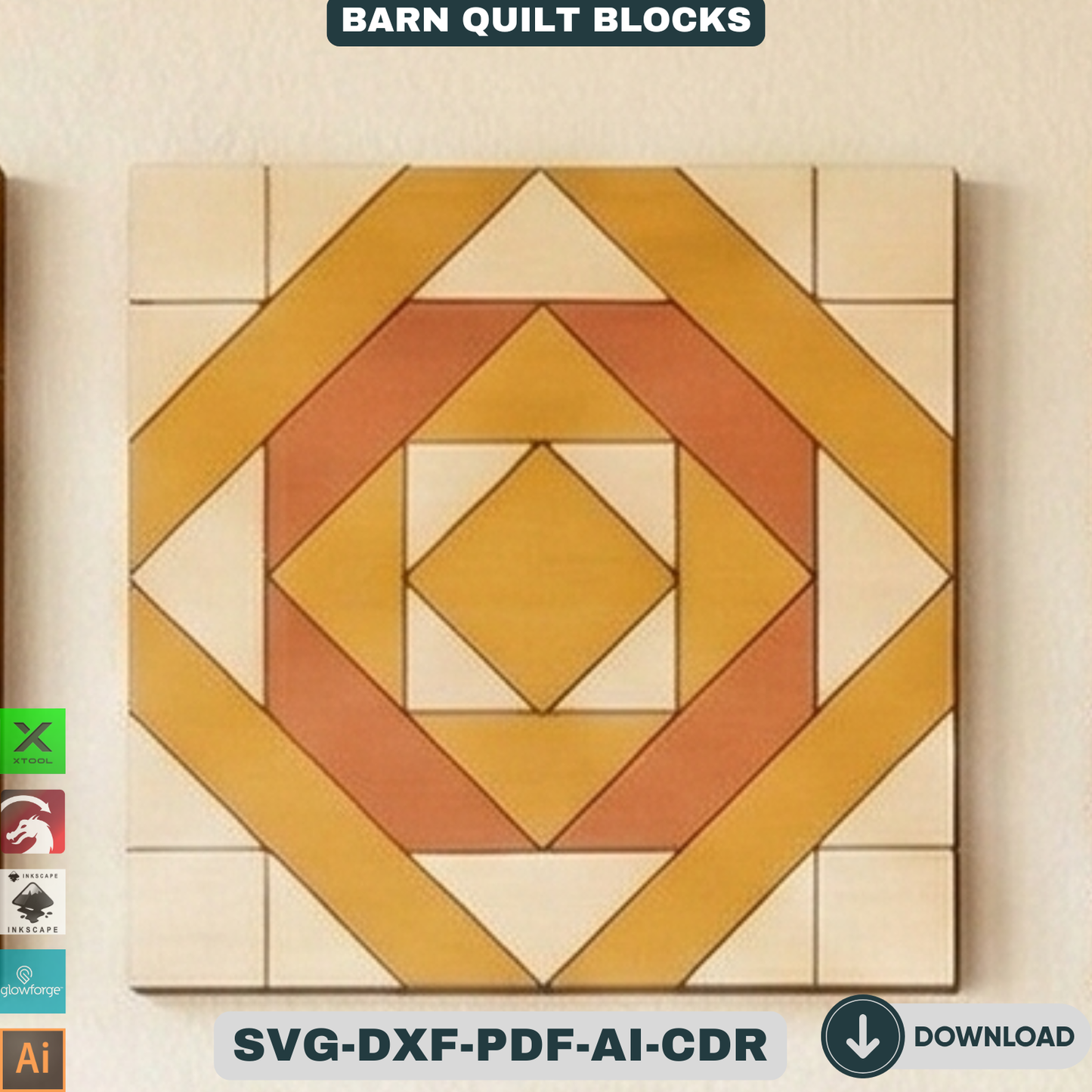 Barn Quilt Blocks, Geometric Patchwork Wall Patterns, DIY Wood Sign Mosaic Decor 937