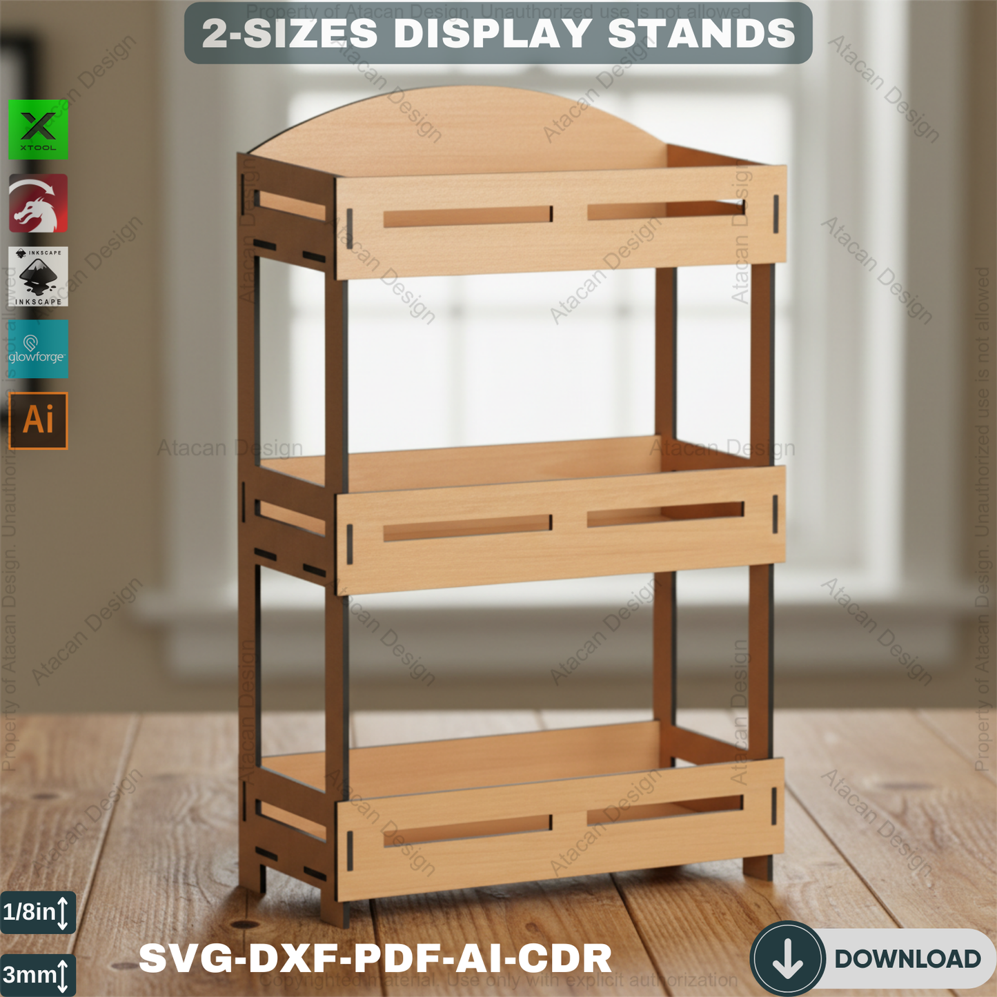 2 Size Wooden Stands - Craft fair display - Wood Retail Stand - Laser Cutting Files ADS370