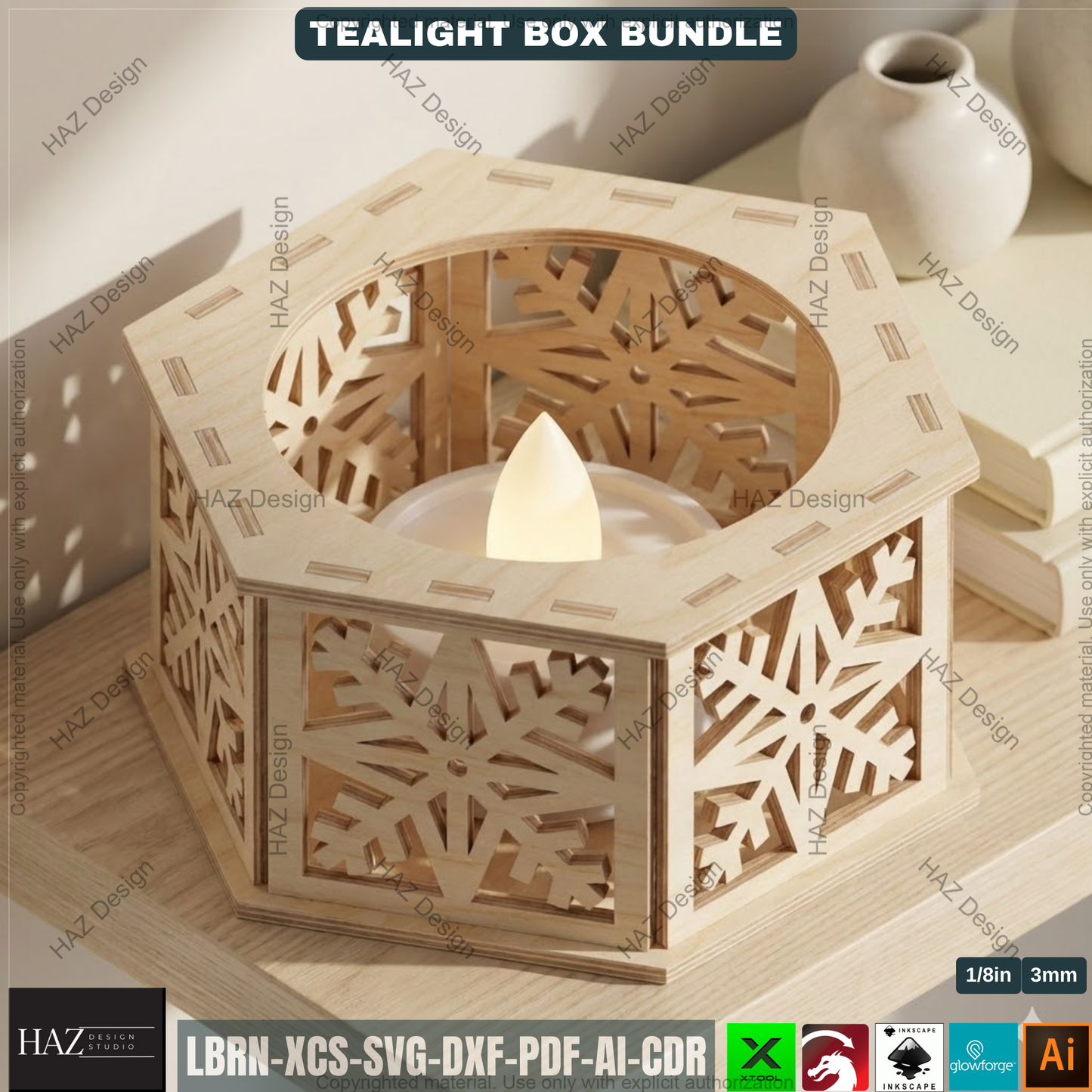 Christmas Candle Lantern Bundle | Tealight Holder Laser Cut Files | Holiday Table Decor 506