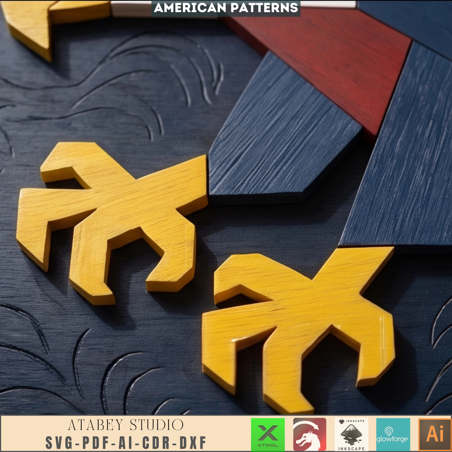 American Eagle Patriotic Wall Art Independence Day Home Decor USA Wood Sign Pattern