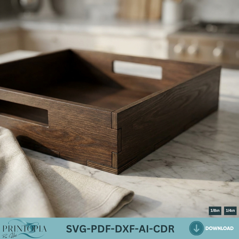 Laser Cut Wooden Flat Serving Tray - DIY Home and Kitchen Projects