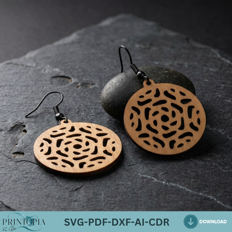 Wooden Earring Laser Cut Jewelry Templates Boho Geometric Flower Earrings
