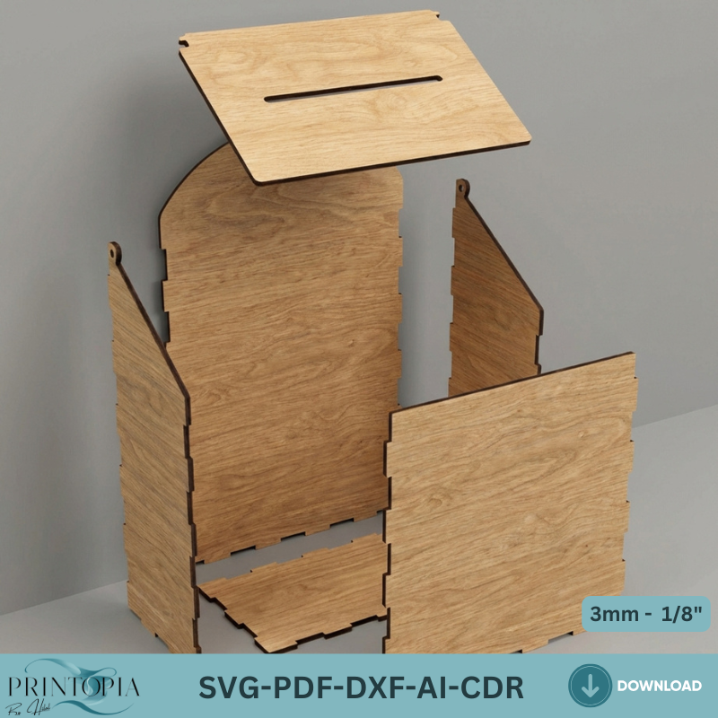 Wedding Card Box Laser Cut Template, Wooden Envelope Money Box Design, Mailbox Pattern, Reception Decor 333