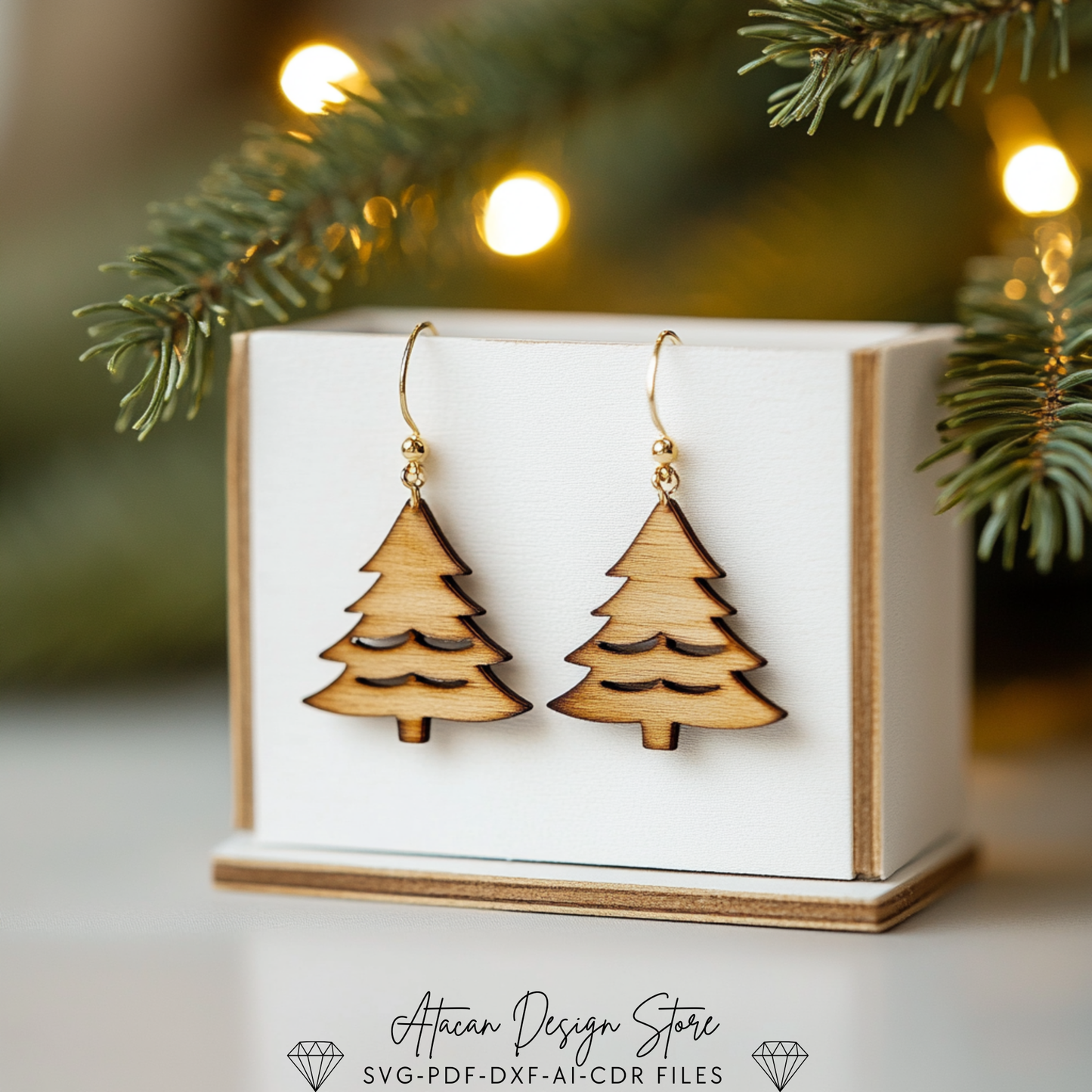 Holiday Earrings Design Pack - Laser Cut Templates Featuring Festive Trees, Llamas, and Cats 717