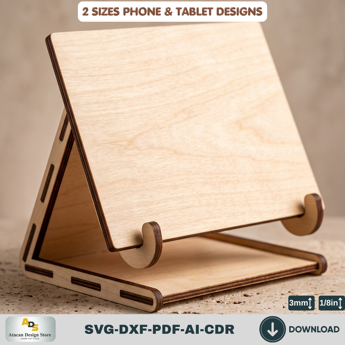 Phone Tablet Stand SVG Wooden Display Frame Holder Desk Organizer Digital Download
