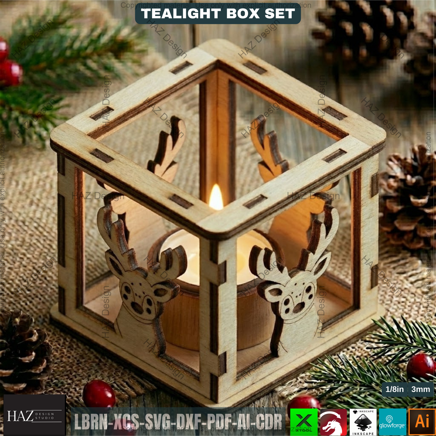 Lantern Laser Cut Plans, Wooden Candle Box Template, Christmas Table Centerpiece, Winter Home Decor 502