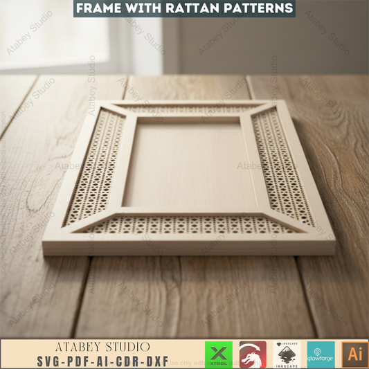 Layered Wall Hanger Frames with Rattan Pattern - DIY Frame cutting Projects - Cane Webbing Patterns 746