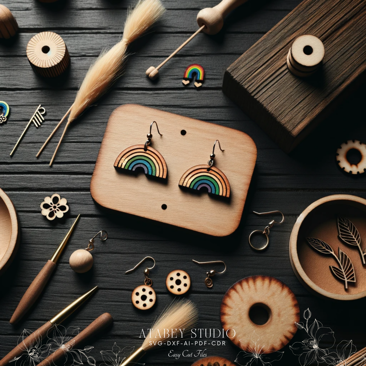 Colorful Rainbow Earrings Design Bundle - DIY Laser Cut Rainbow Earrings - Perfect for Crafting Unique Jewelry 861