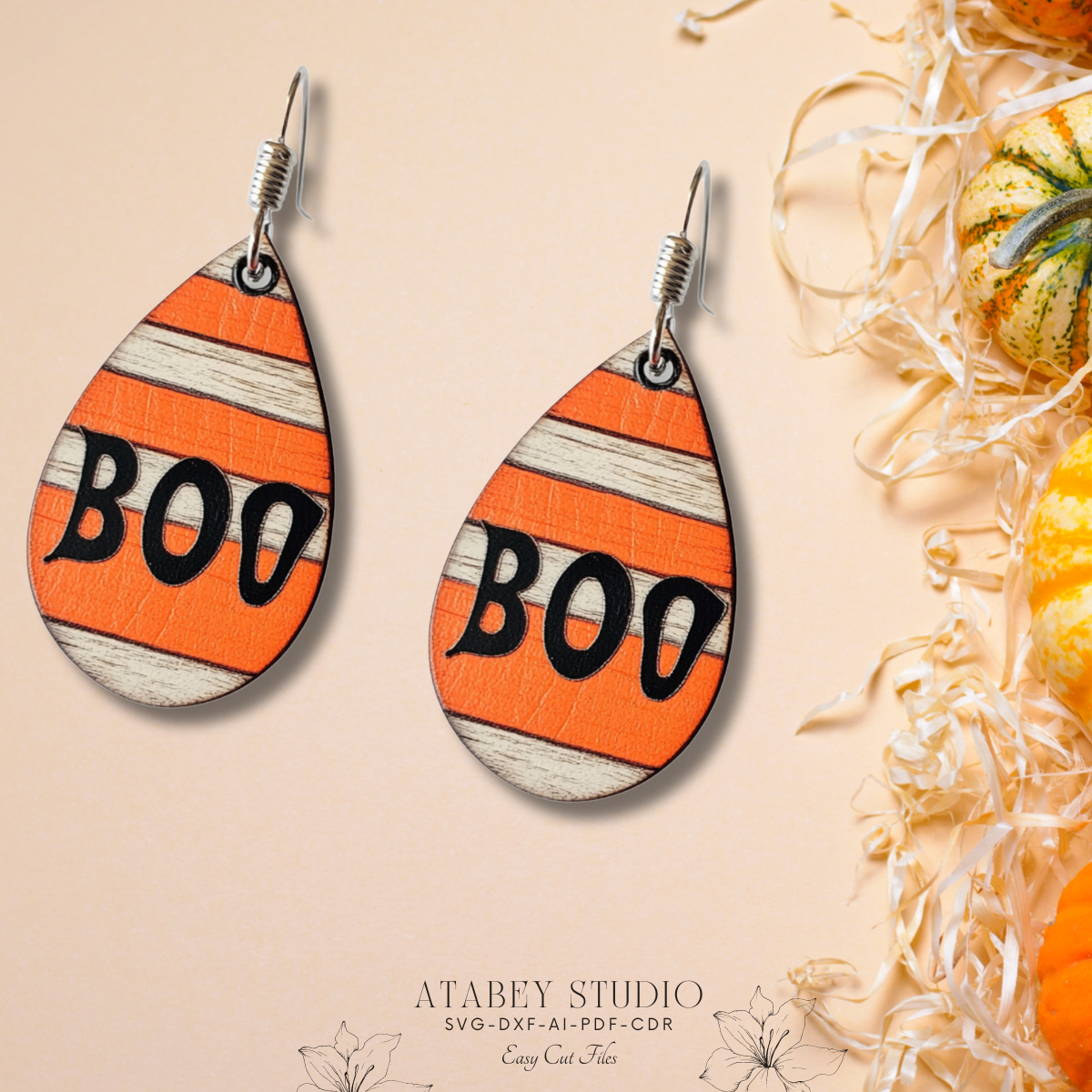 Laser Cut Halloween Earrings - Ghosts, Bats, BOO Stripes & Witch Hat Designs 879