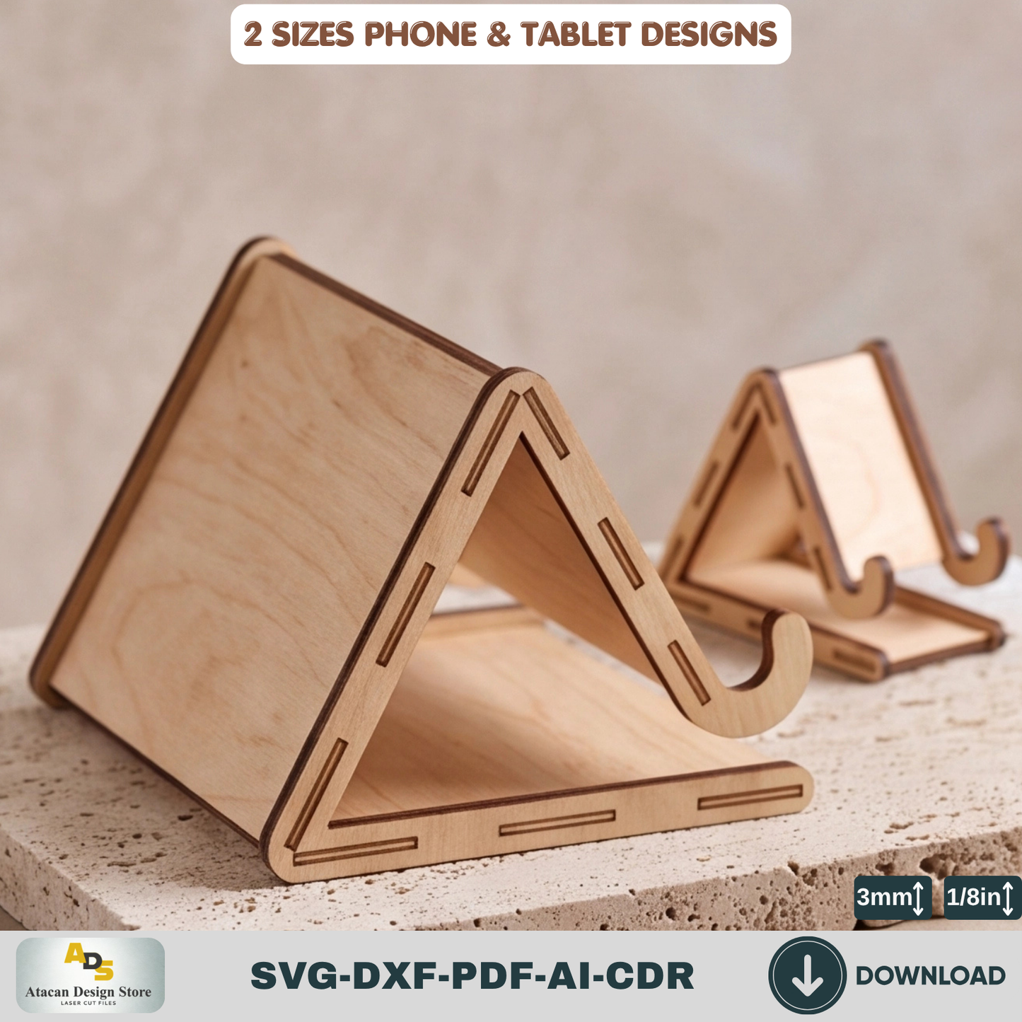 Phone Tablet Stand SVG Wooden Display Frame Holder Desk Organizer Digital Download