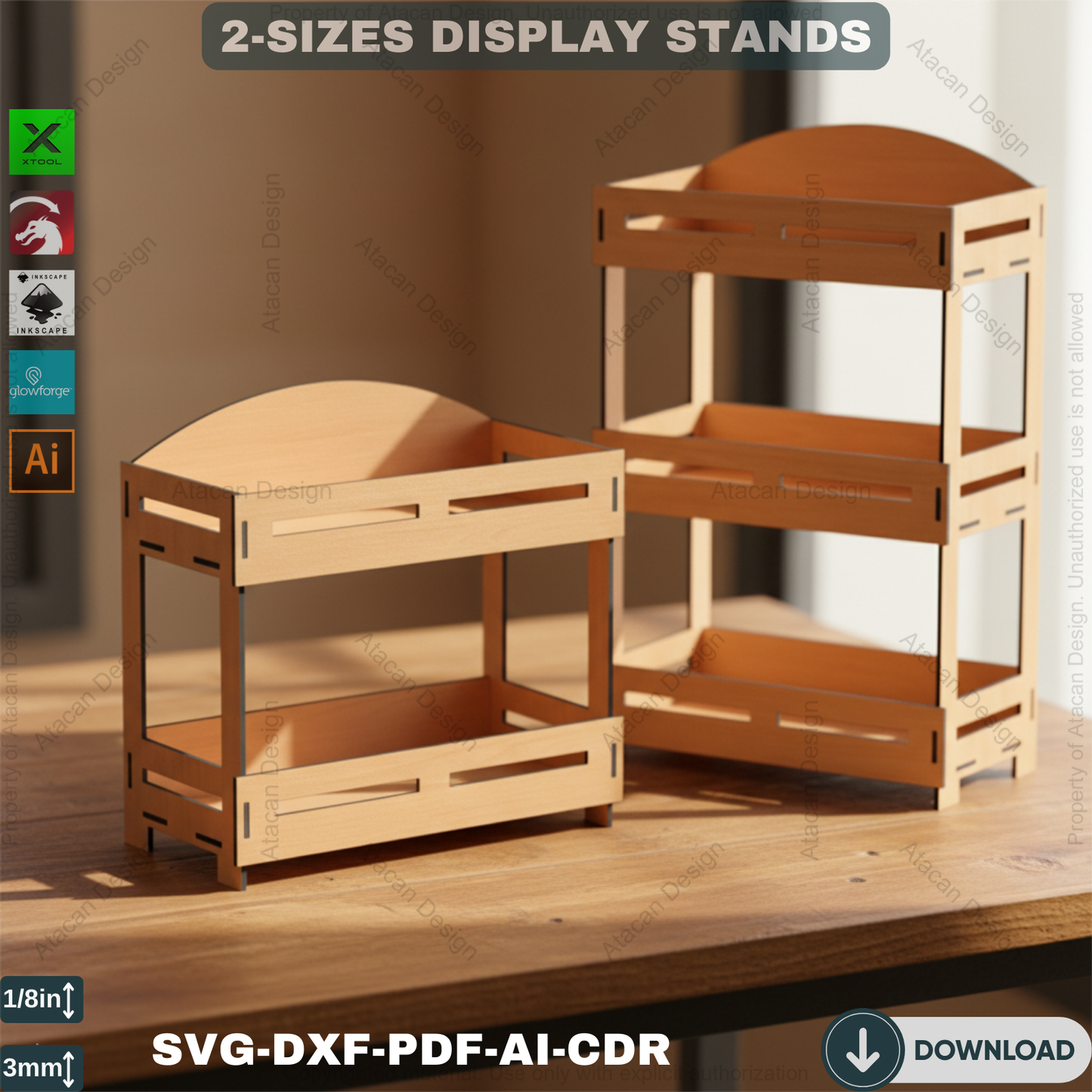 2 Size Wooden Stands - Craft fair display - Wood Retail Stand - Laser Cutting Files ADS370