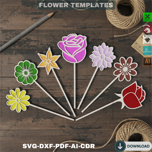 Laser Cut Flower Design Templates - Perfect for Valentine’s Day Gifts or Personalized Name Decor 817