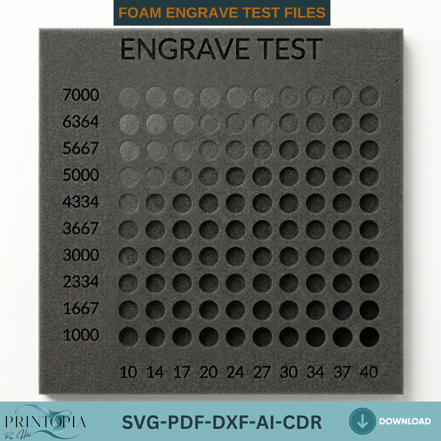 Foam Laser Engrave Test File Speed Power Settings Template Digital Download