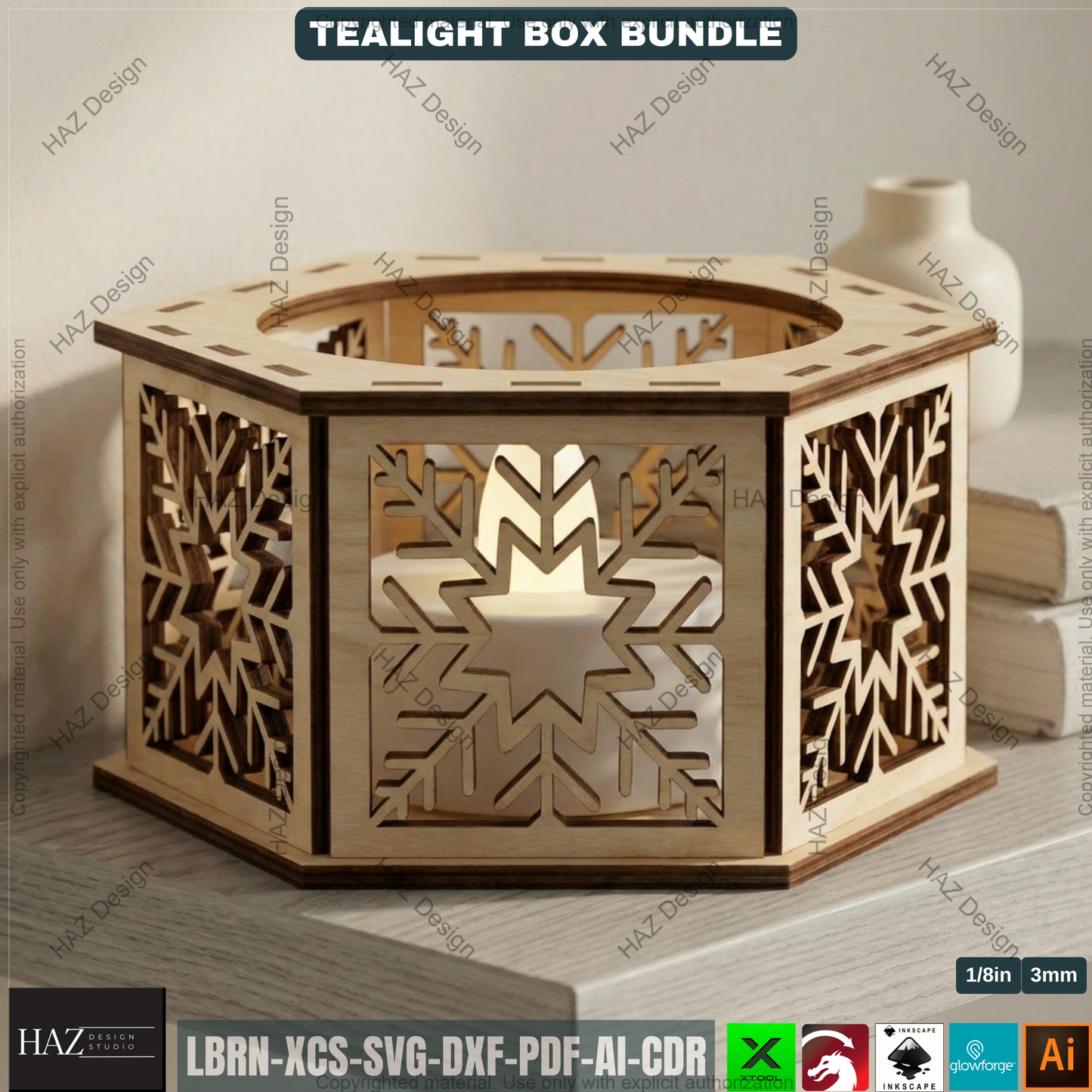 Christmas Candle Lantern Bundle | Tealight Holder Laser Cut Files | Holiday Table Decor 506