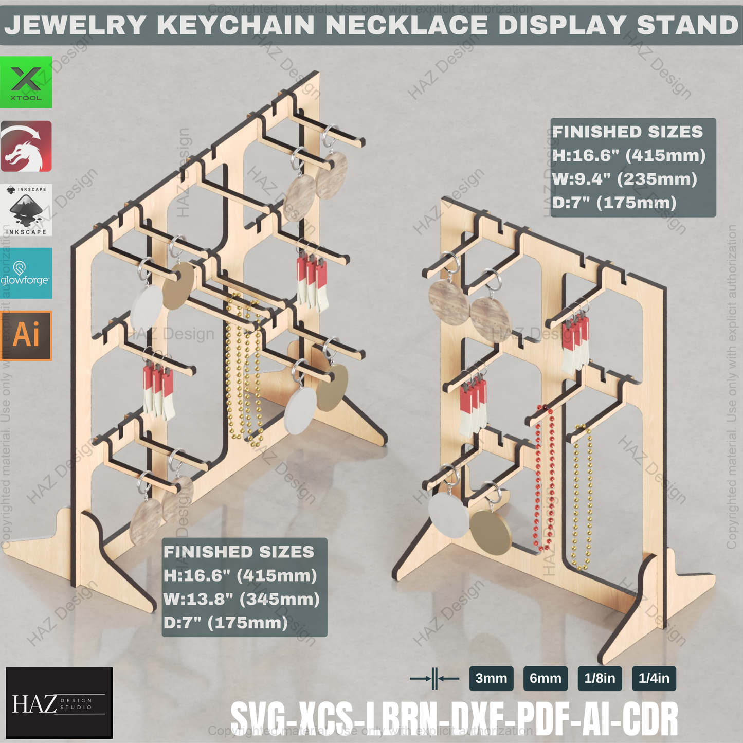 Modular Jewelry & Keychain Display Stand | Laser Cut Design for Craft Fairs & Vendor Booths 436