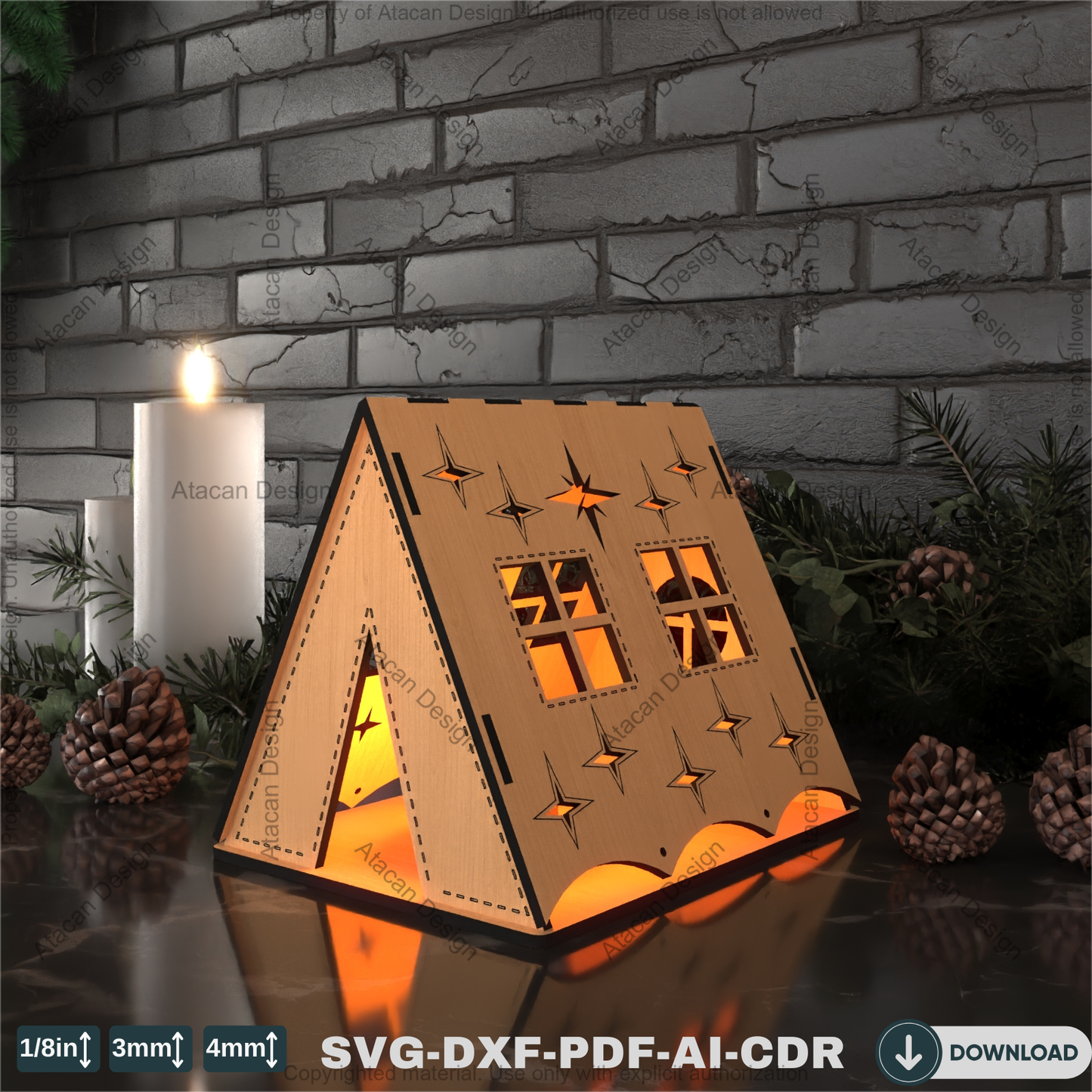 Tent Shaped Candle Holder – Handmade Wooden Lantern for Cozy Ambiance 793