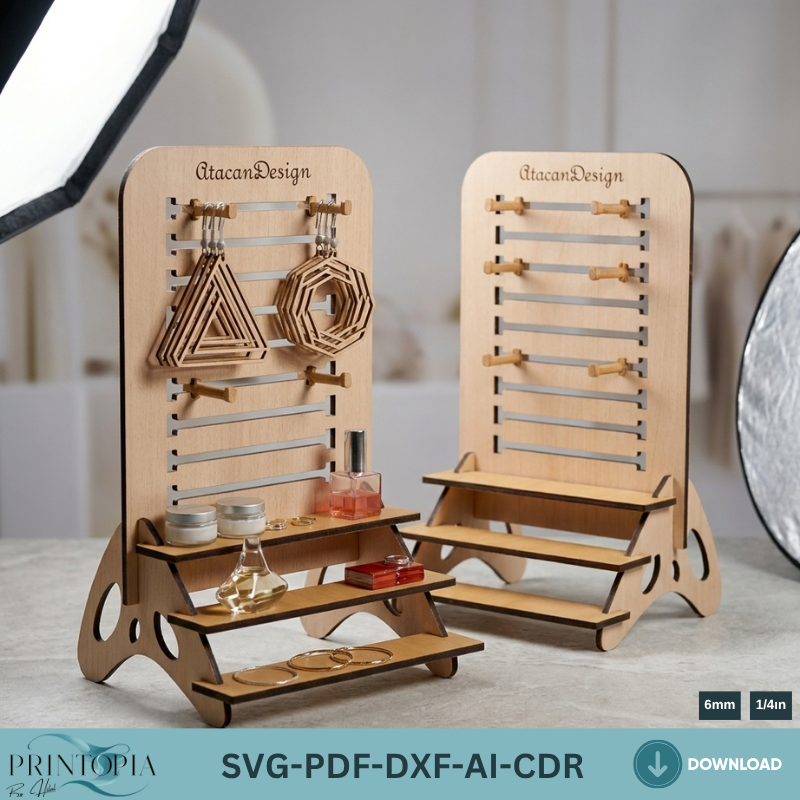 Wooden Earring Jewelry Display Stand / Craft Fair Display Holder