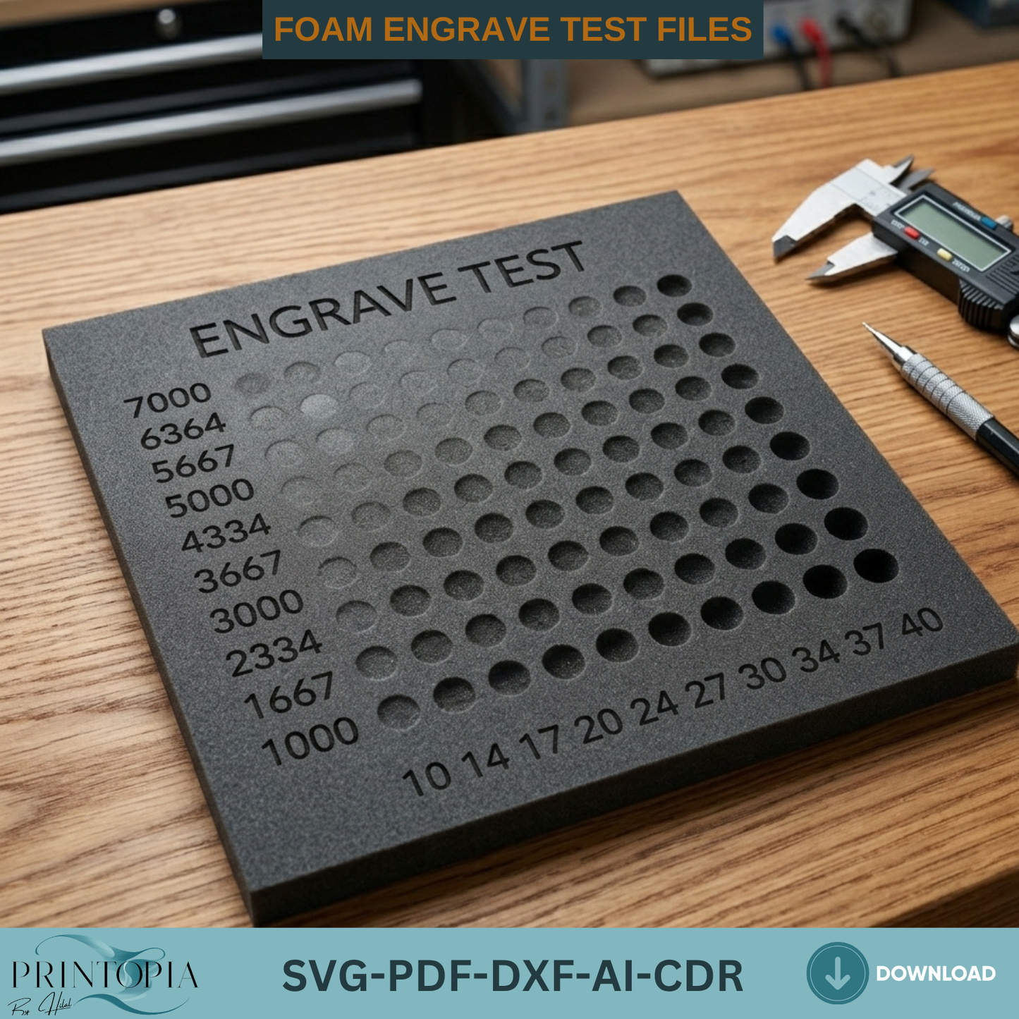 Foam Laser Engrave Test File Speed Power Settings Template Digital Download