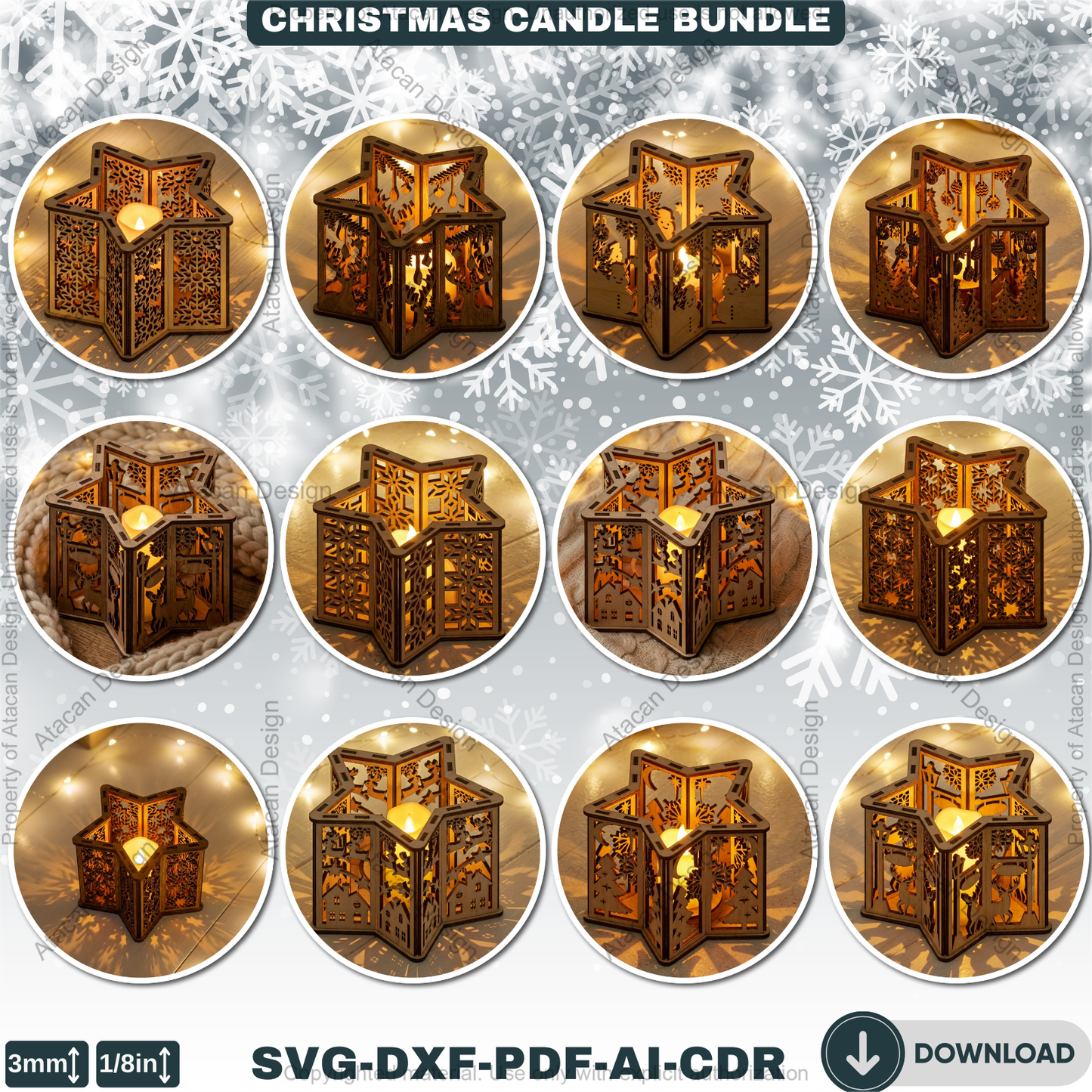 Star Christmas Lantern Bundle – Laser Cut Candle Holders & Tealight Boxes – Festive Table Decor 926