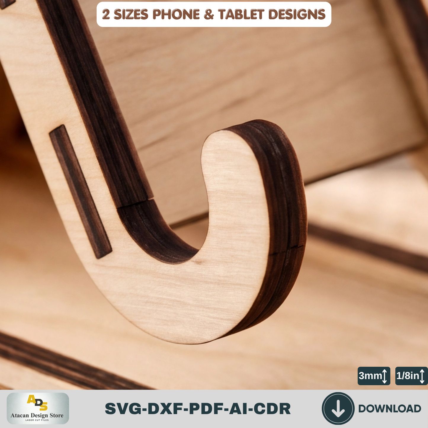 Phone Tablet Stand SVG Wooden Display Frame Holder Desk Organizer Digital Download