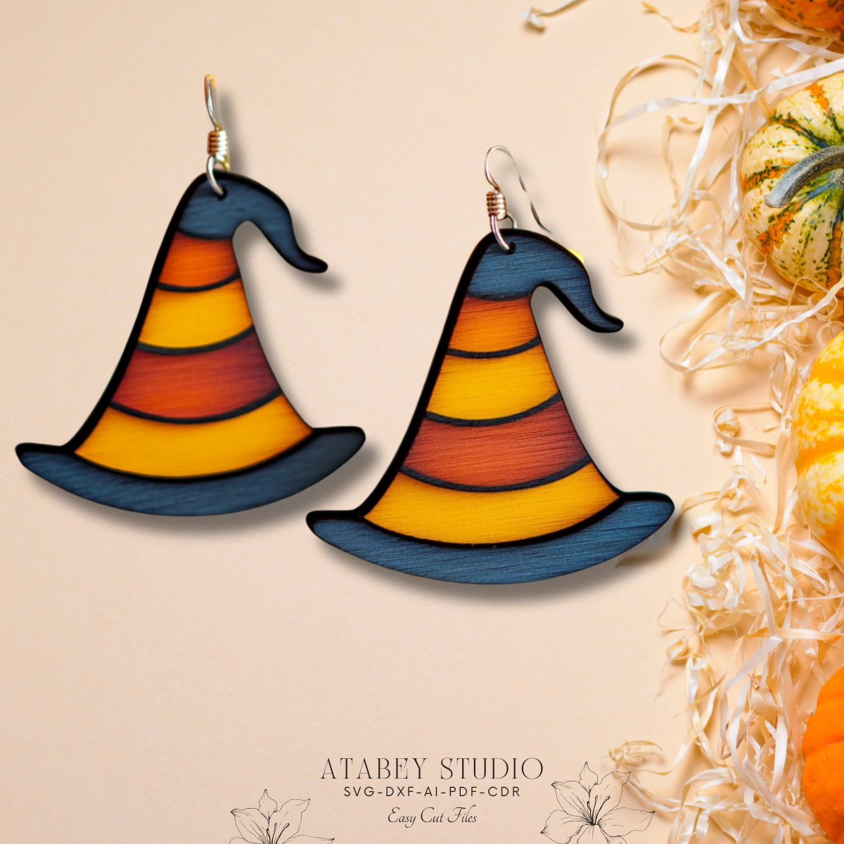 Laser Cut Halloween Earrings - Ghosts, Bats, BOO Stripes & Witch Hat Designs 879