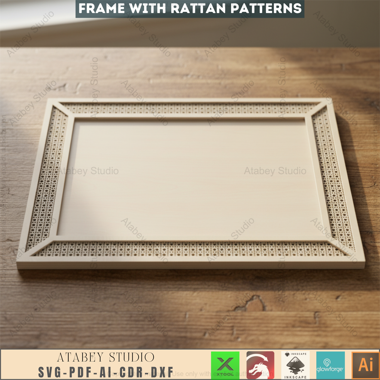 Layered Wall Hanger Frames with Rattan Pattern - DIY Frame cutting Projects - Cane Webbing Patterns 746