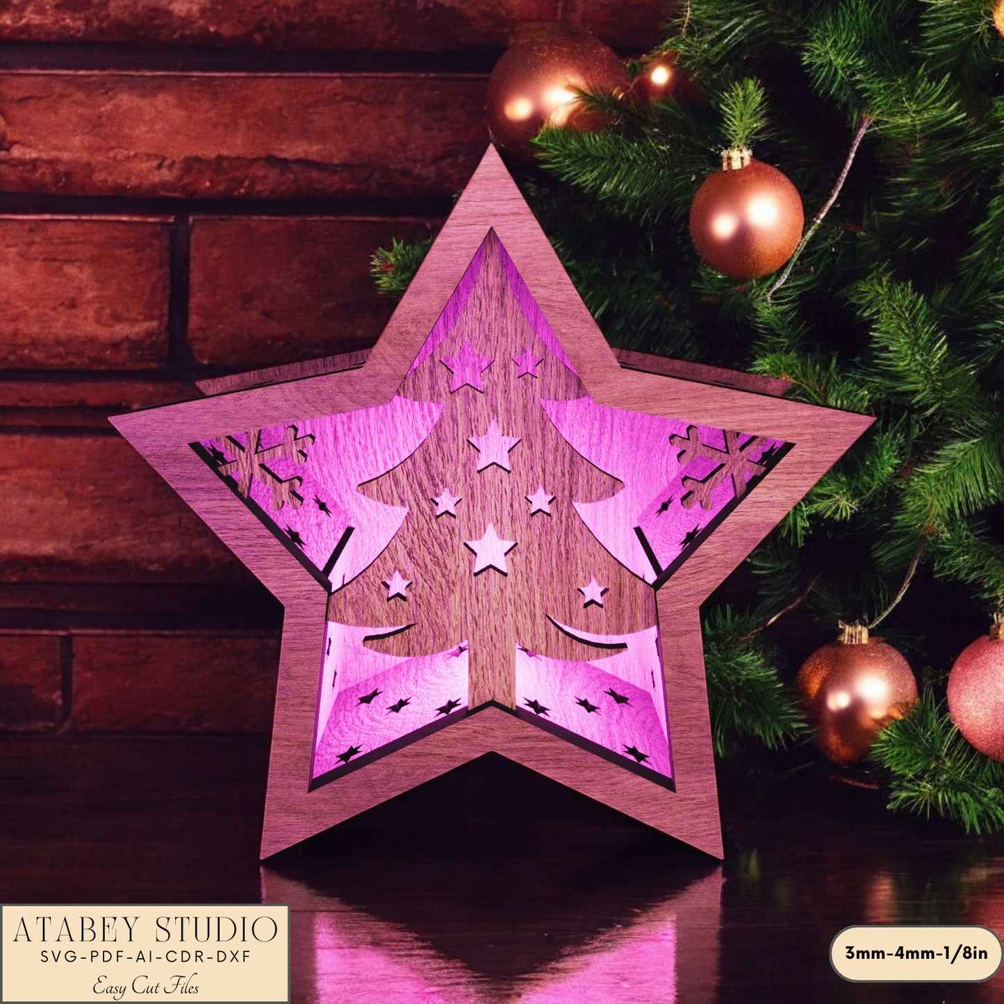 Christmas Star Lantern – Laser Cut Candle Holder for Festive Night Christmas Lantern with Snowy Scene for Holiday Decor 905