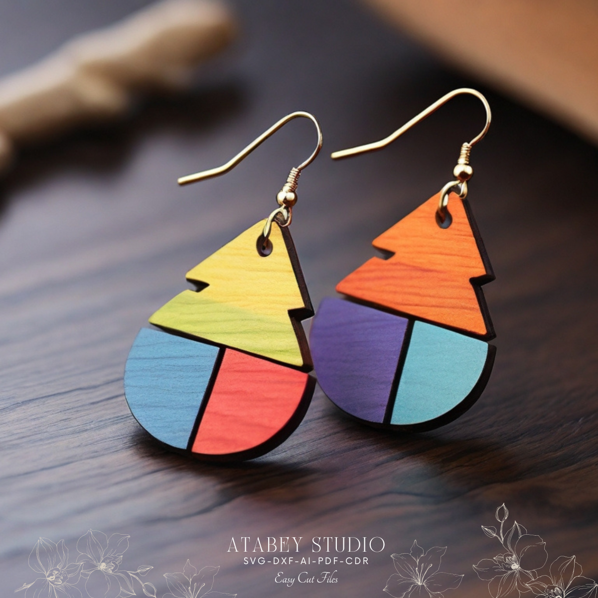 Colorful Rainbow Earrings Design Bundle - DIY Laser Cut Rainbow Earrings - Perfect for Crafting Unique Jewelry 861