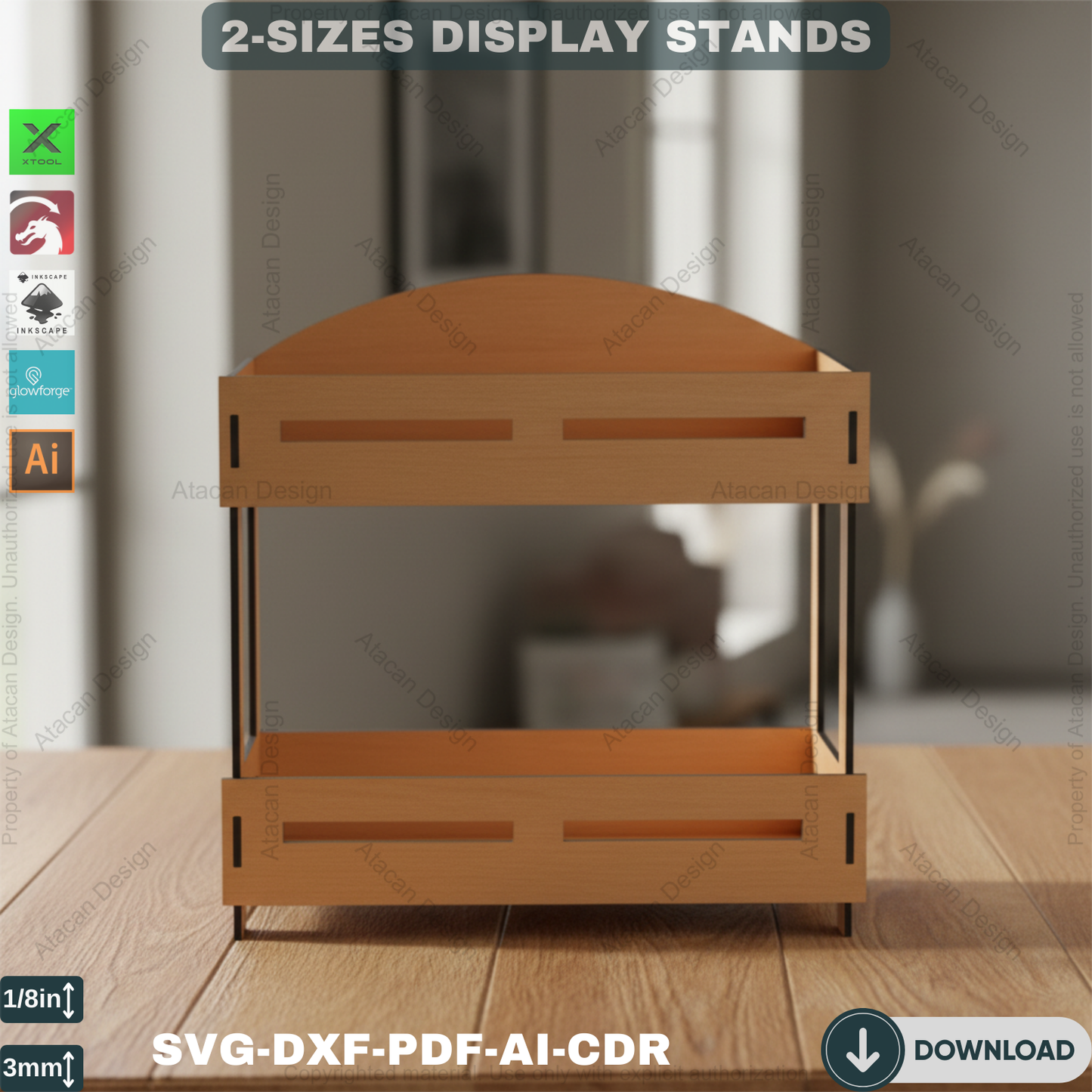 2 Size Wooden Stands - Craft fair display - Wood Retail Stand - Laser Cutting Files ADS370