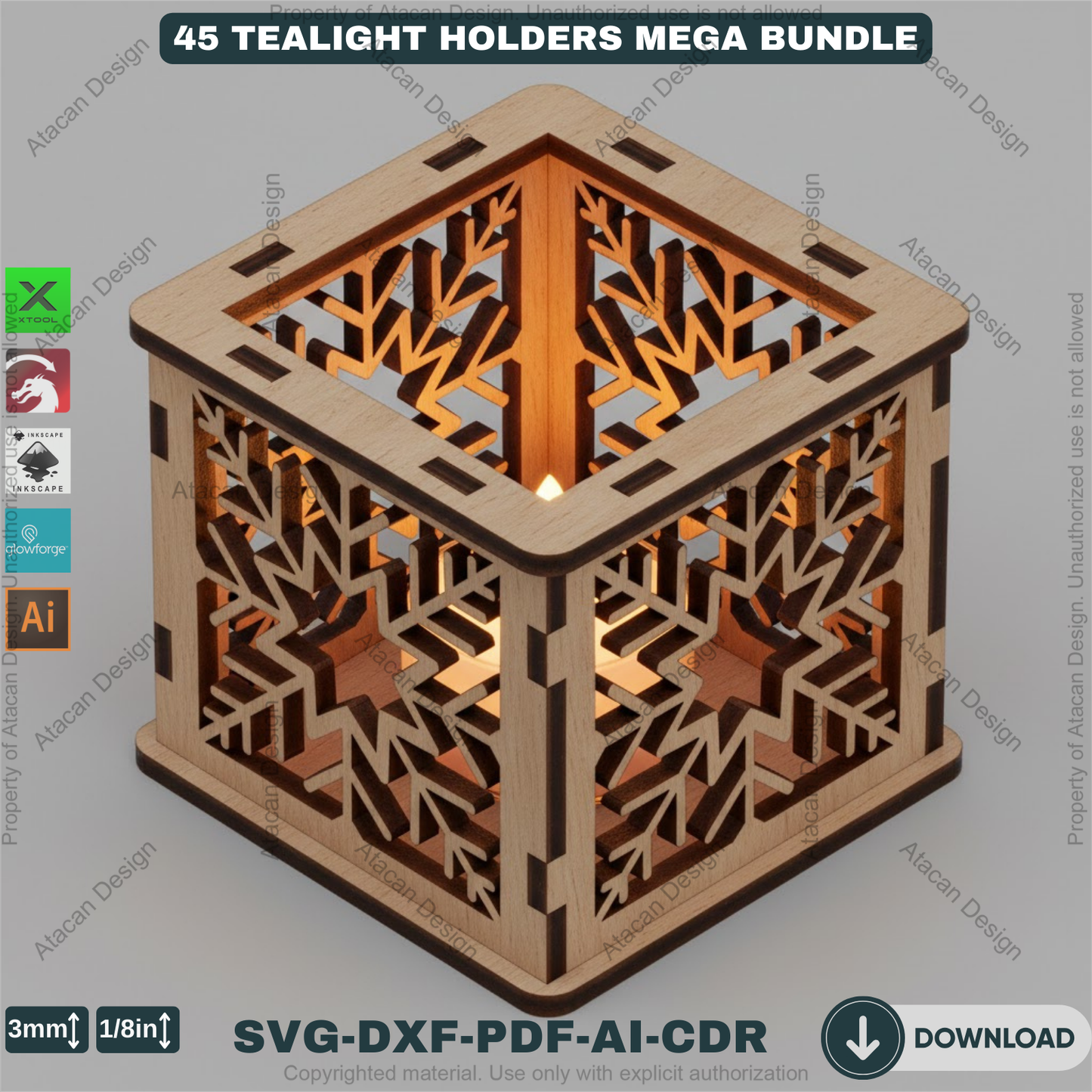 45 Christmas Lantern Templates | Laser Cut Candle Holders | Holiday Tealight Box Bundle | Festive Light Decor Cutting Designs 921